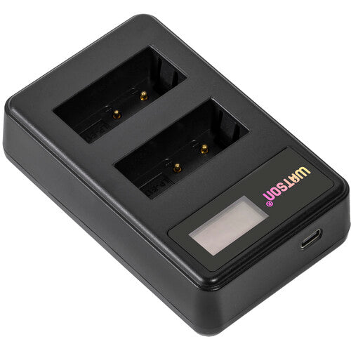 Watson Mini Duo Cargador USB-C para Baterías Canon LP-E17 con Pantalla LCD y Adaptador AC