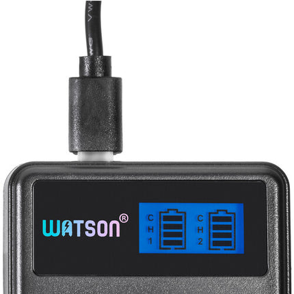 Watson Mini Duo Cargador USB-C para Baterías Canon LP-E17 con Pantalla LCD y Adaptador AC