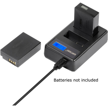 Watson Mini Duo Cargador USB-C para Baterías Canon LP-E17 con Pantalla LCD y Adaptador AC