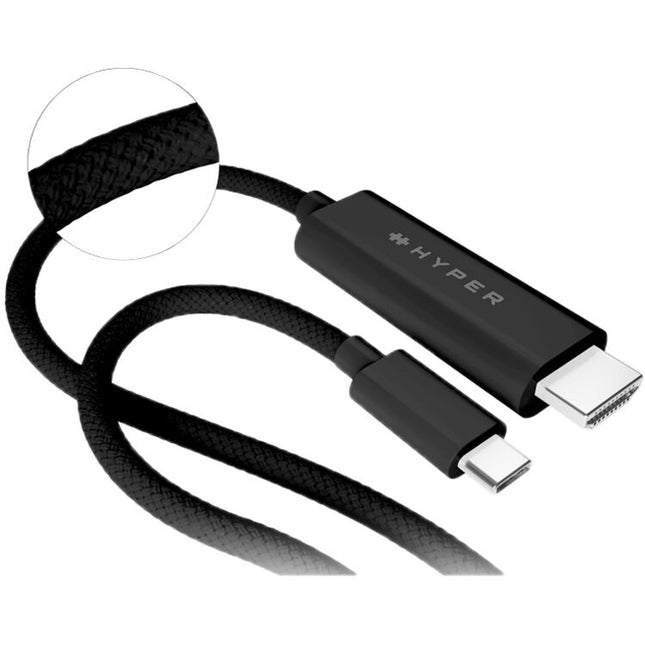 HYPER HyperDrive Adaptador USB-C a HDMI Cable 8 pies UHD 4K 60Hz Negro