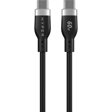 HYPER HyperJuice Cable de carga USB-C silicona 5 pies 60W flexible negro
