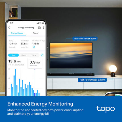 TP-Link Tapo P210M Enchufe Inteligente Wi-Fi con Monitor de Energía 2.4 GHz Matter