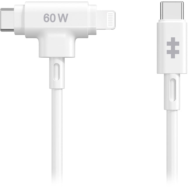 HYPER HyperJuice Cable Híbrido USB-C Lightning Silicona 5ft 60W Blanco