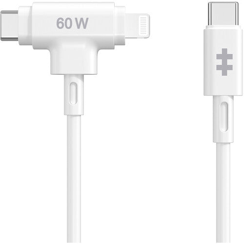 HYPER HyperJuice Cable Híbrido USB-C Lightning Silicona 5ft 60W Blanco