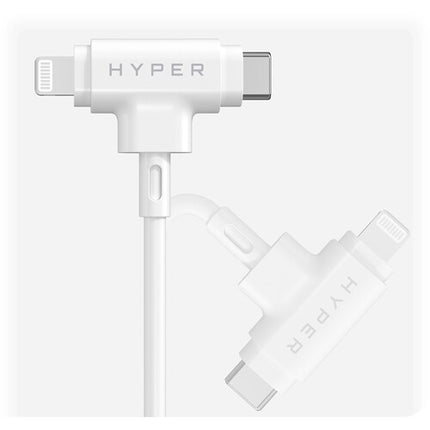 HYPER HyperJuice Cable Híbrido USB-C Lightning Silicona 5ft 60W Blanco