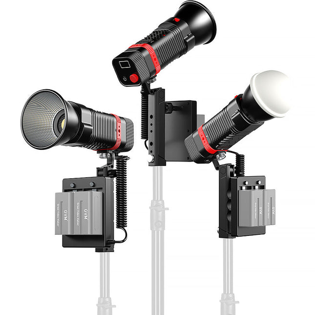 GVM PL60C RGB Luz LED Monolight 3 Luces 6420 Lux 2700-6800K Kit Completo