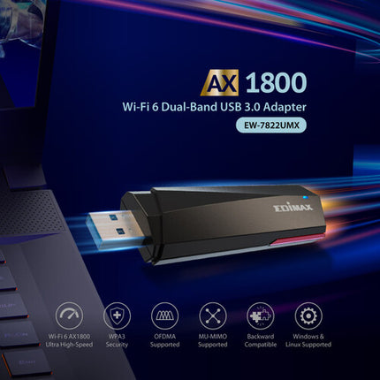 Adaptador USB Wi-Fi 6 Dual Banda AX1800 EW-7822UMX con USB 3.2 Gen 1