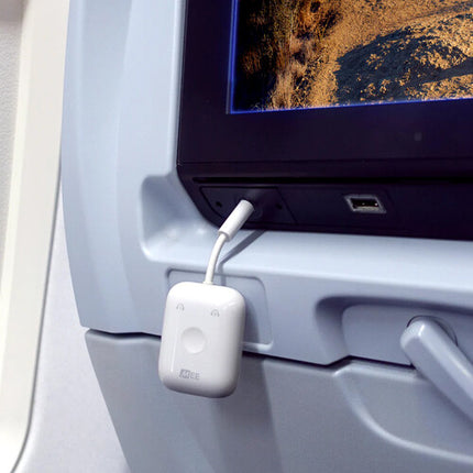 MEE audio Connect Air Adaptador de Audio Inalámbrico para Avión Blanco aptX y Streaming Dual