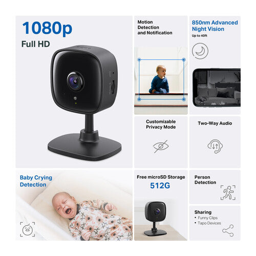 TP-Link Tapo C101 Cámara de Seguridad Interior 1080p Visión Nocturna 4 Pack
