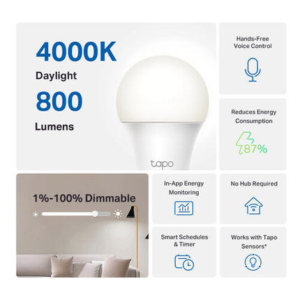 TP-Link Tapo L520E Bombilla inteligente Wi-Fi 800 lúmenes 4000K 4 unidades