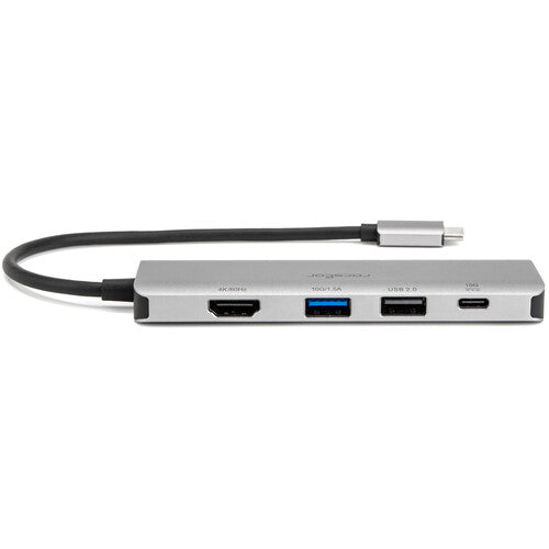 Rocstor USB-C 3.2 Gen 2 Adaptador Multi Puerto 4 en 1 Plata 4K 60Hz 100W PD