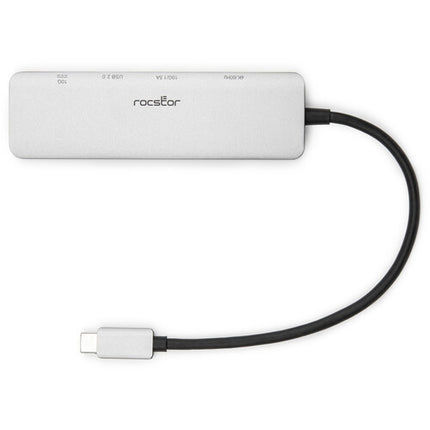 Rocstor USB-C 3.2 Gen 2 Adaptador Multi Puerto 4 en 1 Plata 4K 60Hz 100W PD