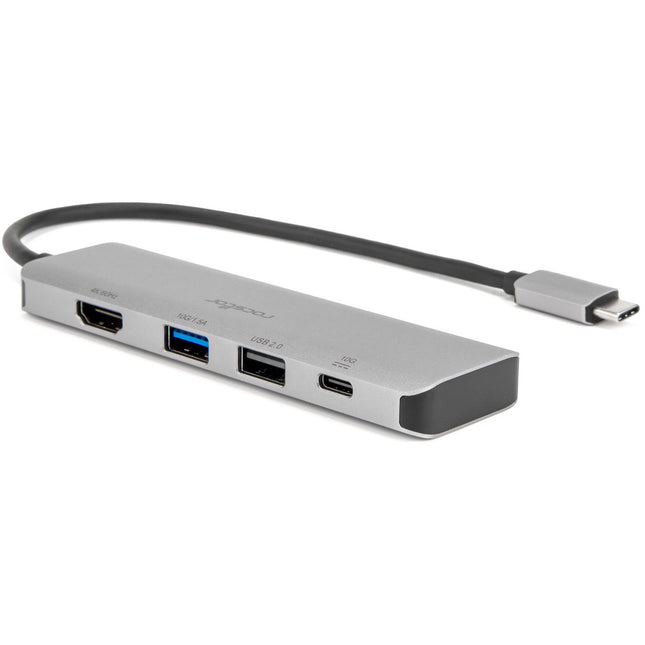 Rocstor USB-C 3.2 Gen 2 Adaptador Multi Puerto 4 en 1 Plata 4K 60Hz 100W PD