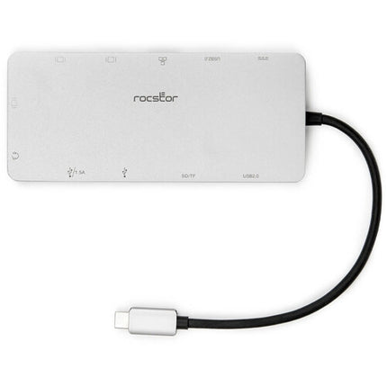 Rocstor USB-C 12 en 1 Adaptador Multi Puerto con HDMI VGA y Power Delivery 100W