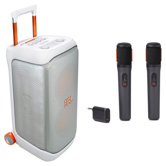 JBL PartyBox Stage 320 Bocina Inalámbrica 240W con Micrófonos Dobles Bluetooth Blanco