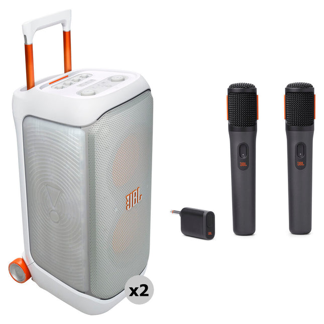 JBL PartyBox Stage 320 Altavoces para Fiesta Inalámbricos 240W Batería Reemplazable Kit 2 Micrófonos
