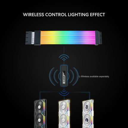 Lian Li Strimer Wireless Cable Extensor Placa Madre 24 Pin ARGB 132 LEDs 26 cm Blanco