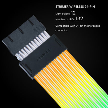 Lian Li Strimer Wireless Cable Extensor Placa Madre 24 Pin ARGB 132 LEDs 26 cm Blanco