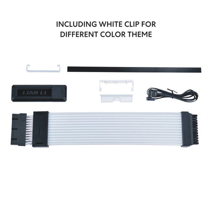 Lian Li Strimer Wireless Cable Extensor Placa Madre 24 Pin ARGB 132 LEDs 26 cm Blanco