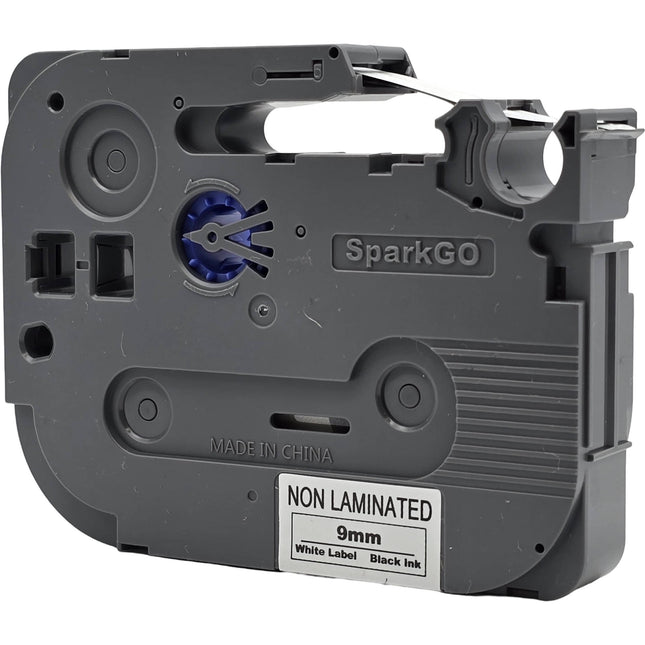 SparkGO cinta para impresora de etiquetas SP-H55 0.35 pulgadas x 26 pies negra sobre blanca resistente al agua