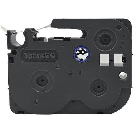 SparkGO Cinta para Etiquetadora SP-H55 0.47" x 26' Negro en Transparente Resistente al Agua