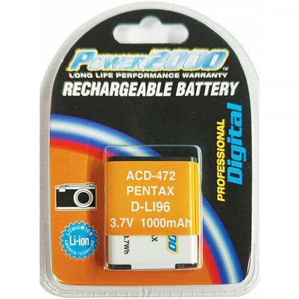 Power2000 Batería D-LI96 1000mAh para Cámaras Sumergibles Pentax WG-1000