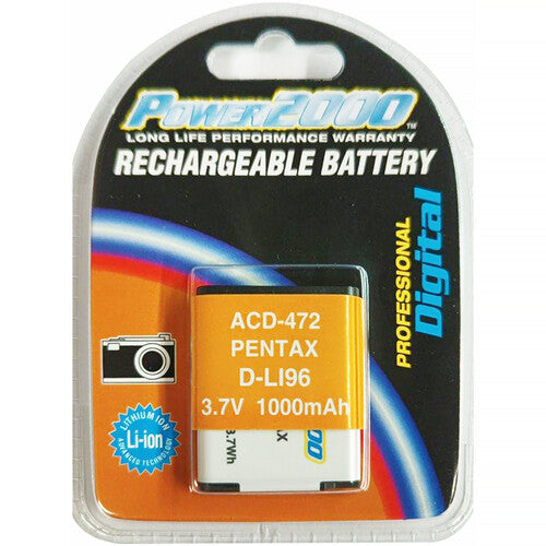 Power2000 Batería D-LI96 1000mAh para Cámaras Sumergibles Pentax WG-1000