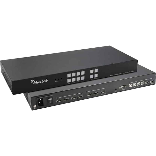 MuxLab KVM 4x2 HDMI 2.0 con 4 Entradas 3 Salidas Soporte 4K 60Hz