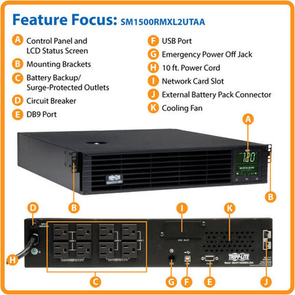 Tripp Lite TAA SmartPro Sistema de Respaldo de Batería 8 Salidas 570 Julios Rackmount