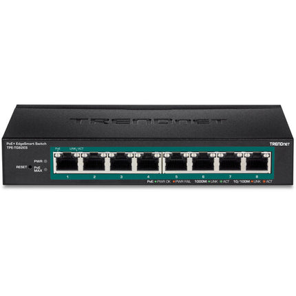 TRENDnet EdgeSmart TPE-TG82ES Switch de Red Gestionado 8 Puertos Gigabit PoE+ 68.6W 16Gb/s
