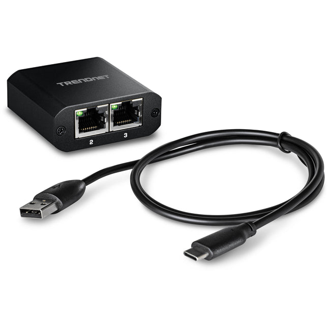 TRENDnet Splitter Ethernet Gigabit 2 Puertos 4 Gb/s con Cable USB-C