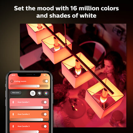 Philips Hue Puente y 4 Bombillas E12 Bluetooth White Color 2000-6500K