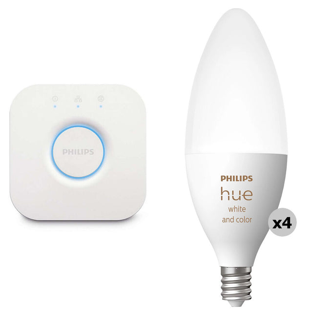 Philips Hue Puente y 4 Bombillas E12 Bluetooth White Color 2000-6500K