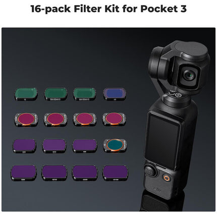 K&F Concept Set de 16 Filtros ND y CPL para DJI Osmo Pocket 3 0.9-3.0 Densidad Óptica