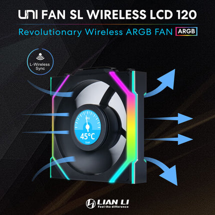 Lian Li 120mm UNI FAN SL Ventilador de Caja ARGB LCD Inalámbrico 3-Pack 1900 rpm 50.08 CFM