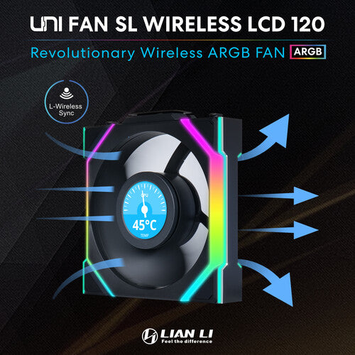 Lian Li 120mm UNI FAN SL Ventilador de Caja ARGB LCD Inalámbrico 3-Pack 1900 rpm 50.08 CFM