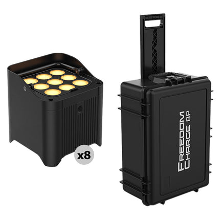 CHAUVET DJ Freedom Par Q9 Kit de 8 luces RGBA LED batería 14° haz 12h autonomía con estuche cargador