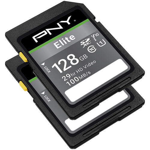 PNY 128GB Elite Tarjeta de Memoria SDXC UHS-I 100MB/s 2-Pack