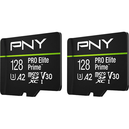 PNY 128GB PRO Elite Prime tarjeta microSDXC 200MB/s 150MB/s 2-Pack