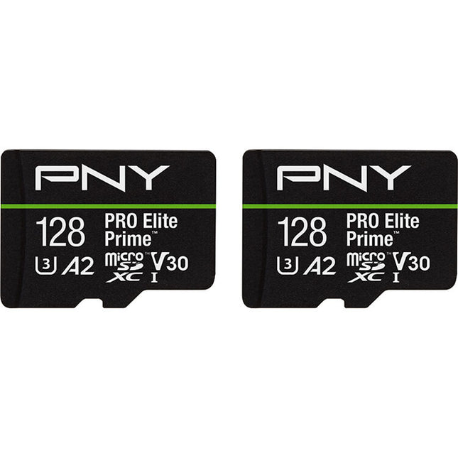 PNY 128GB PRO Elite Prime tarjeta microSDXC 200MB/s 150MB/s 2-Pack