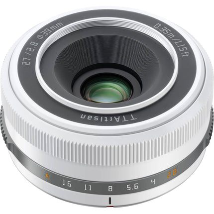 TTArtisan 27mm f/2.8 Objetivo para Fujifilm X Montura APS-C 13.8" Enfoque Mínimo Polar Blanco
