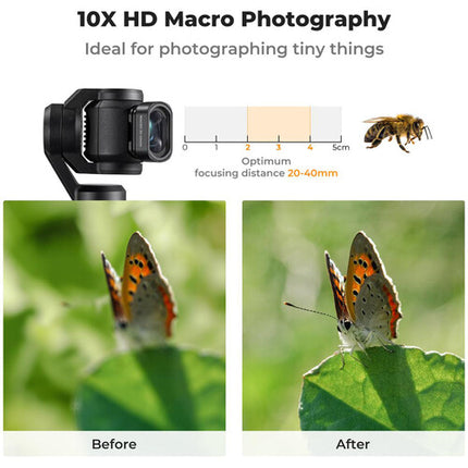 K&F Concept Lente Macro 10x para DJI Pocket 3 con Protector de Pantalla