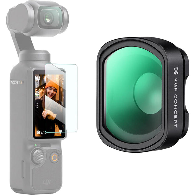 K&F Concept Lente Macro 10x para DJI Pocket 3 con Protector de Pantalla