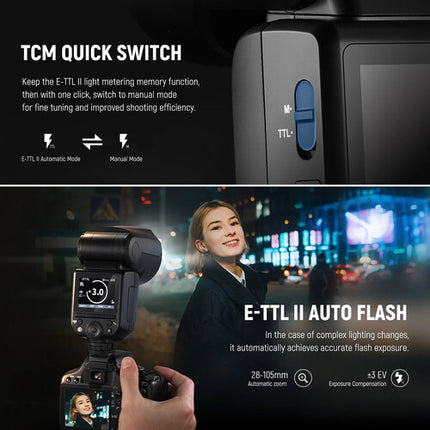 Neewer Z2-N TTL Flash Speedlite para Nikon Cabezal Redondo 76Ws Zoom 28-105mm Kit Batería