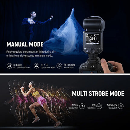 Neewer Z2-N TTL Flash Speedlite para Nikon Cabezal Redondo 76Ws Zoom 28-105mm Kit Batería