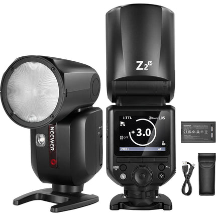 Neewer Z2-N TTL Flash Speedlite para Nikon Cabezal Redondo 76Ws Zoom 28-105mm Kit Batería