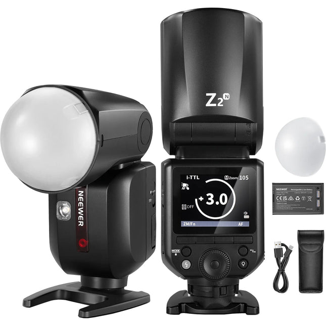Neewer Z2-N Flash Speedlite para Nikon Cabezal Redondo 76Ws Zoom 28-105mm Kit Difusor