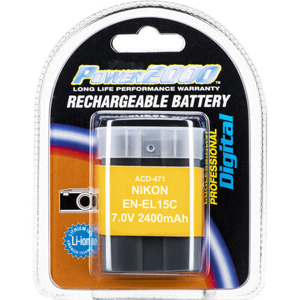 Power2000 EN-EL15c Batería para cámaras Nikon 2400mAh 2 años garantía