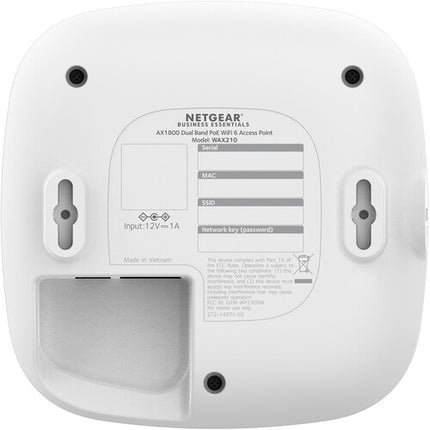 Netgear WAX210 AX1800 Punto de Acceso Wi-Fi 6 Dual Banda 1800 Mb/s 1500 ft² Montaje Pared Techo