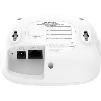 Netgear WAX210 AX1800 Punto de Acceso Wi-Fi 6 Dual Band 1800 Mb/s con Adaptador de Corriente